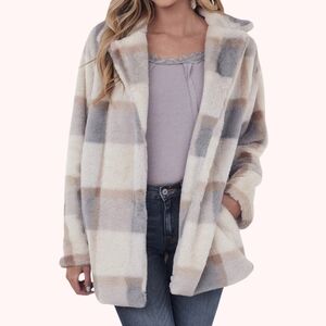 Z Supply Carmen Minky Plaid Faux Fur Ultra Soft NWT Jacket Size Small